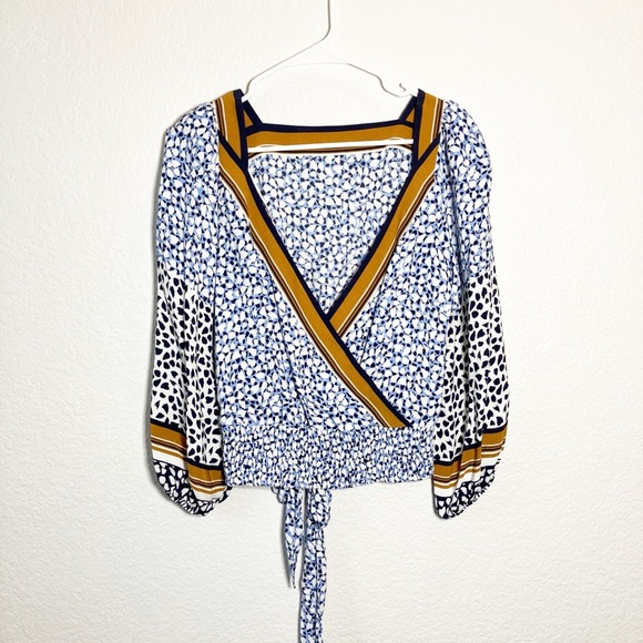 Anthro 🔥SALE🔥Maeve navy print top XSmall oversized New - Picture 2 of 6